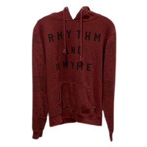 Rhythm And Rhyme Hoodie Sweater Sweatshirt Red Burgundy Sz S Paisley Sleeves
